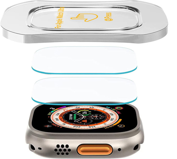 2x Σκληρυμένο γυαλί με πλαίσιο τοποθέτησης ERBORD για Apple Watch Ultra 1/2/3 49mm