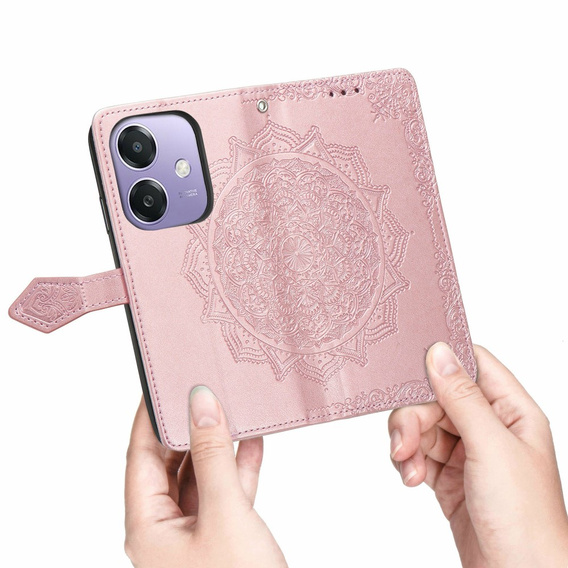 Θήκη με πτερύγιο για Oppo A40 / Oppo A40m, Mandala, ροζ rose gold