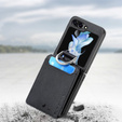 Θήκη για Samsung Galaxy Z Flip7 FE / Z Flip6, Card Slot Ring Case, μαύρη