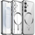 Θήκη για Samsung Galaxy S25, Electro MagSafe, ασημένια + Γυαλί για την οθόνη
