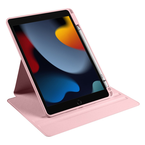 Θήκη για iPad 10.2" 2021/2020/2019 (9/8/7 gen.), με υποδοχή γραφίδας, περιστρεφόμενη κατά 360°, ροζ