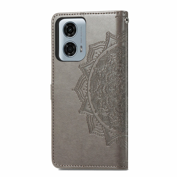 Θήκη με πτερύγιο για Motorola Moto G24 / G24 Power / G04, Mandala, γκρι