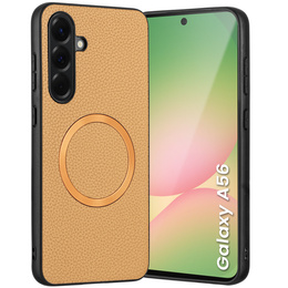 Θήκη για Samsung Galaxy A56 5G, Leather Hybrid MagSafe, χρυσή