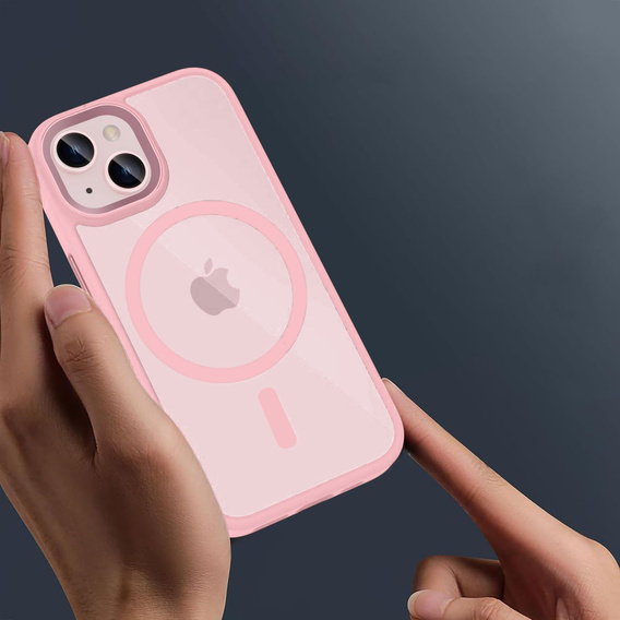 Θήκη για iPhone 15, για MagSafe, ERBORD Μatt Case, ροζ + Γυαλί οθόνης