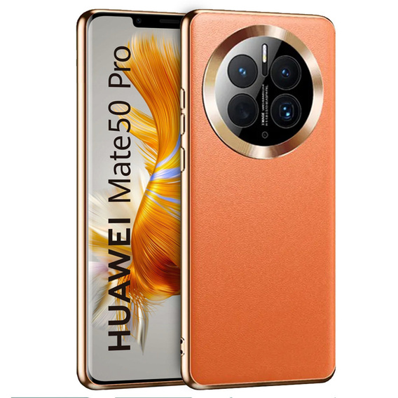 Δερμάτινη θήκη για Huawei Mate 50 Pro, leather hybrid, πορτοκαλί