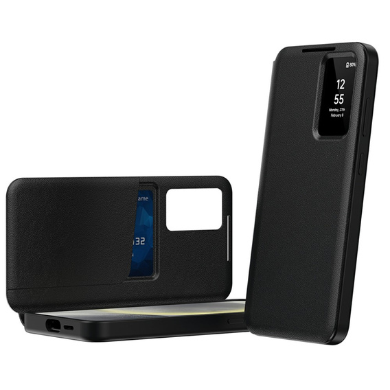 Αναδιπλούμενη θήκη για Samsung Galaxy S25 Edge, Smart View Wallet, μαύρη