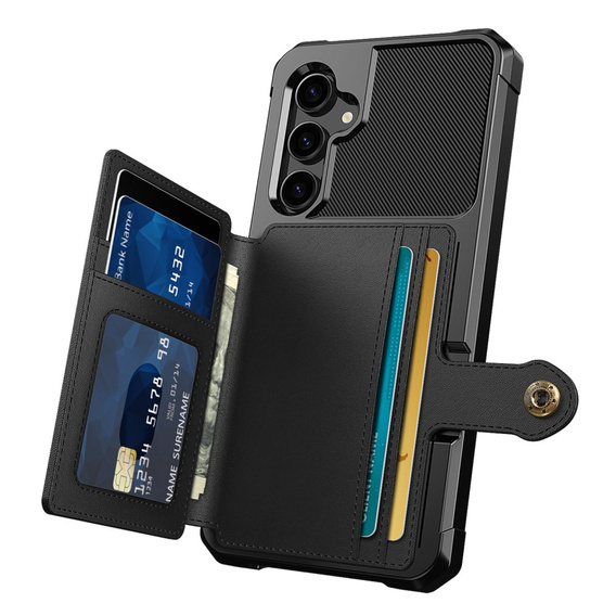 Θήκη για Samsung Galaxy S23 FE, Card Holder Kickstand, μαύρη