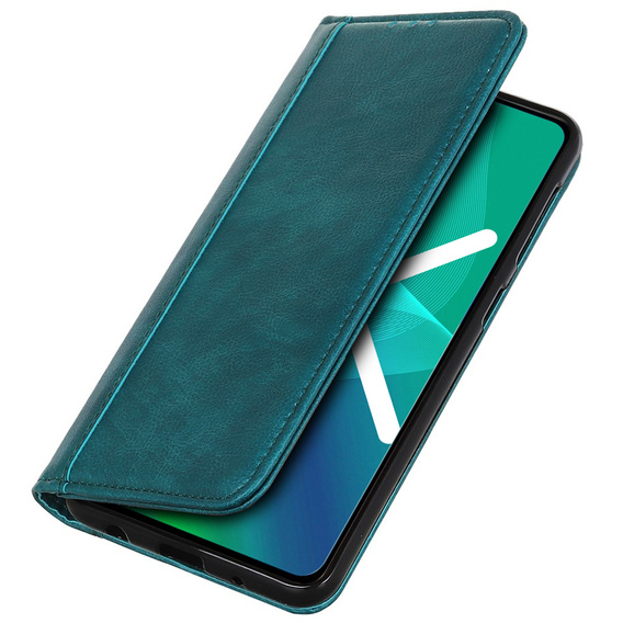 θήκη με πτερύγιο για Motorola Moto E13, Split Leather, πράσινη