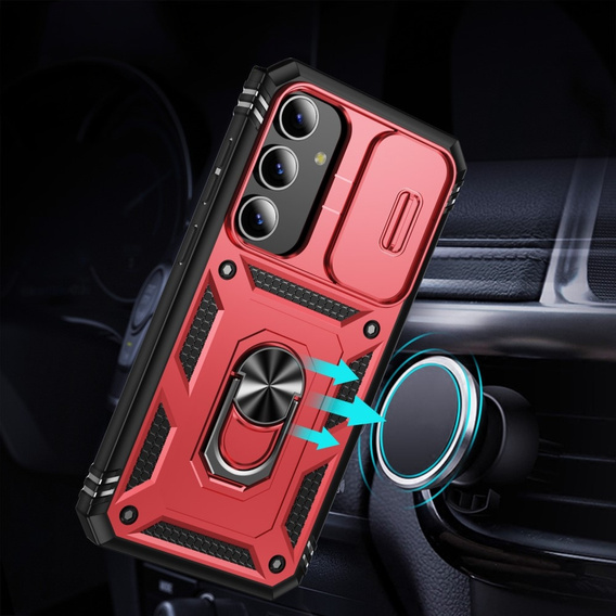 Θήκη για Samsung Galaxy S24+ Plus, CamShield Slide, κόκκινη / μαύρη