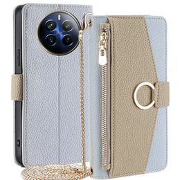 θήκη Wallet Zipper Pocket flip για το Realme 12 Pro 5G / 12 Pro+ 5G, Wallet Zipper Pocket, με καθρέφτη, μπλε