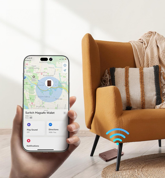 Μαγνητικό πορτοφόλι με τοποθεσία, NFC και βάση για iPhone 16 Pro