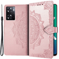 Θήκη με πτερύγιο για Oppo A57s, Mandala, ροζ rose gold