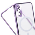 Μαγνητική θήκη MagSafe Dual Glass για Samsung Galaxy S22, μωβ