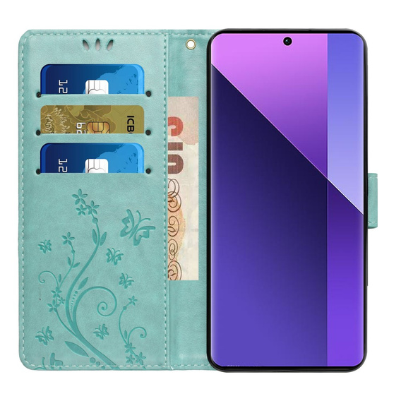 Θήκη με πτερύγιο για Xiaomi Redmi Note 13 Pro+, Butterfly, γαλάζια