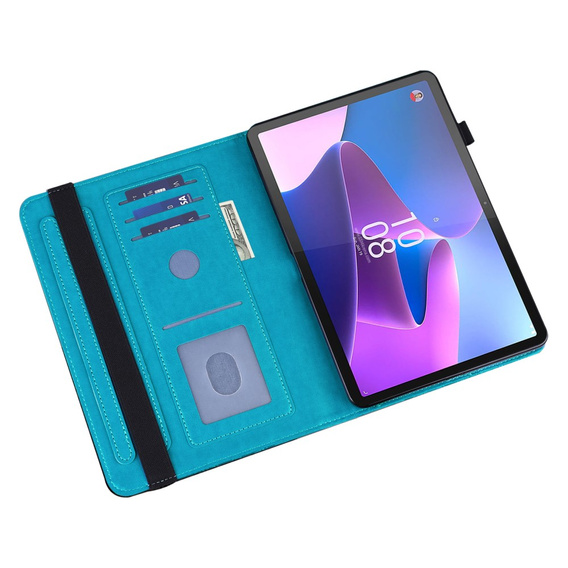 θήκη με πτερύγιο για Lenovo Tab M9, flower, μπλε