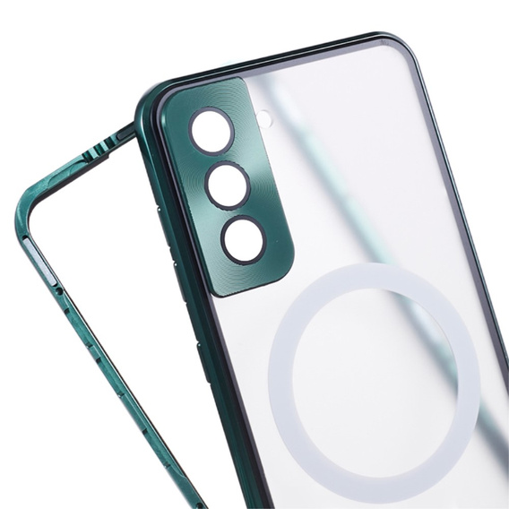 Μαγνητική θήκη MagSafe Dual Glass για Samsung Galaxy S22, πράσινη