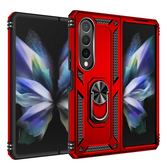 θωρακισμένη θήκη για Samsung Galaxy Z Fold 4 5G, Nox Case Ring, κόκκινη