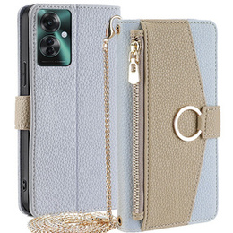 θήκη Wallet Zipper Pocket flip για το Oppo Reno 11F 5G, Wallet Zipper Pocket, με καθρέφτη, μπλε