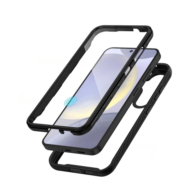 Θήκη για Samsung Galaxy S24, Shockproof, με μεμβράνη, μαύρη