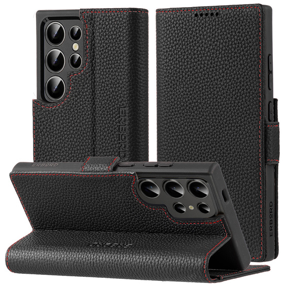 Δερμάτινη θήκη για Samsung Galaxy S25 Ultra, ERBORD LeatherWallet, μαύρη