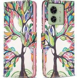 Θήκη με πτερύγιο για Motorola Edge 40 5G, Wallet, tree of life, μπλε