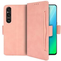 Θήκη με πτερύγιο για Sony Xperia 1 V, Card Slot, ροζ