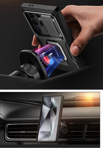 Θήκη για Samsung Galaxy S24, Tongate MECH Series με βάση στήριξης, μαύρη