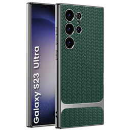 Θήκη για Samsung Galaxy S23 Ultra, GKK Woven Leather, πράσινη