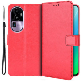 Θήκη με πτερύγιο για Oppo Reno 10 / 10 Pro, Crazy Horse Wallet, κόκκινη