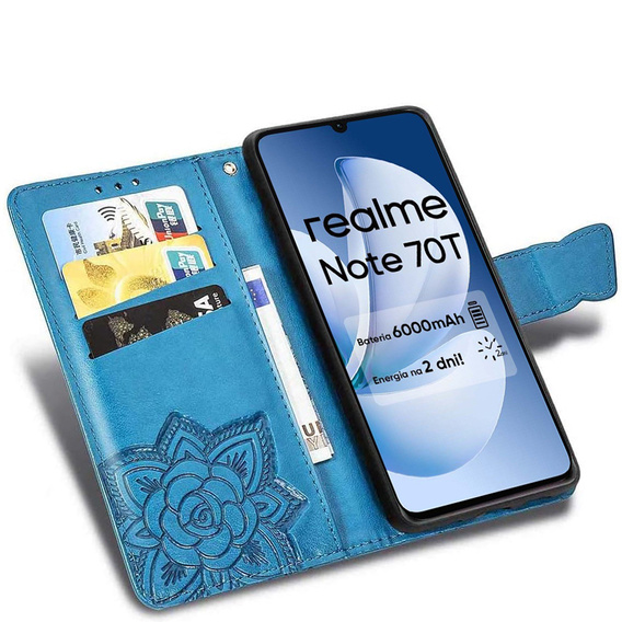Θήκη με πτερύγιο για Realme Note 70T 4G, Butterfly, μπλε