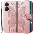 Θήκη με πτερύγιο για Oppo A78 5G, Butterfly, ροζ rose gold