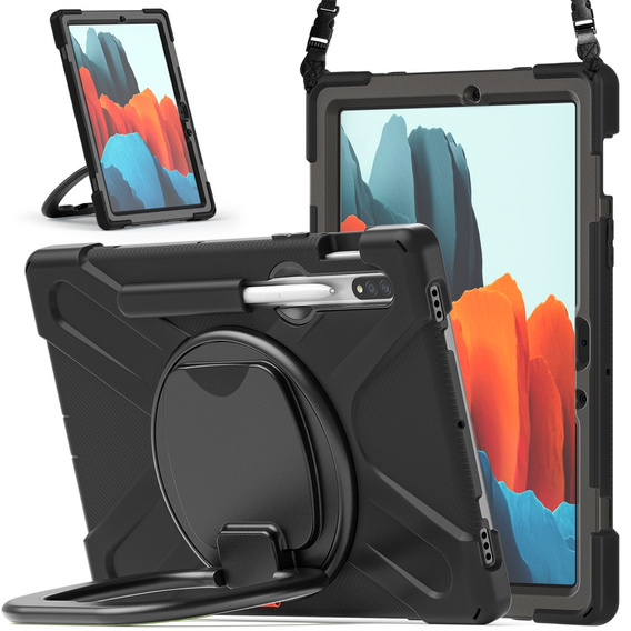 Θήκη για Samsung Galaxy Tab S10 Lite / S10 FE / S9 FE / S9 / S8 / Tab S7, θωρακισμένη περιστρεφόμενη 360, μαύρη