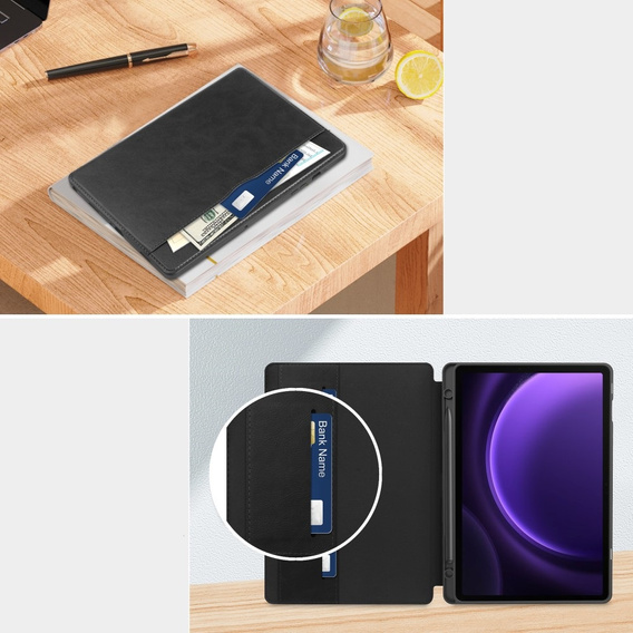 Θήκη για Samsung Galaxy Tab S10 Lite / S10 FE / S9 FE, Business Card and Pen Slot, μαύρη