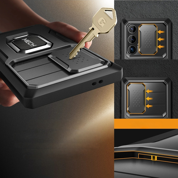 Θήκη για Samsung Galaxy S24, Tongate MECH Series με βάση στήριξης, μαύρη