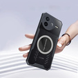 Θήκη για Xiaomi Poco F7 Pro, με μαγνητική πλάκα, διαφανής / μαύρη