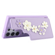 θήκη για Samsung Galaxy S25 Ultra, Leather Flower Card Slot, μωβ