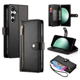 Θήκη με πτερύγιο για Samsung Galaxy S24 FE, Wallet Zipper Pocket, μαύρη