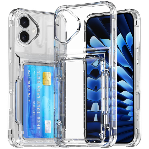 Θήκη για iPhone 16, Card Holder Kickstand, διαφανής