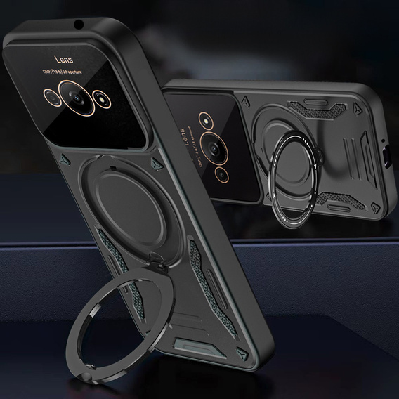 Θωρακισμένη θήκη για Xiaomi Redmi A3, Magnetic Ring, μαύρη