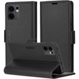 Θήκη για Oppo Reno 13F / Oppo Reno 13FS, ERBORD Glossy Litchi, πορτοφόλι με πτερύγιο, μαύρη