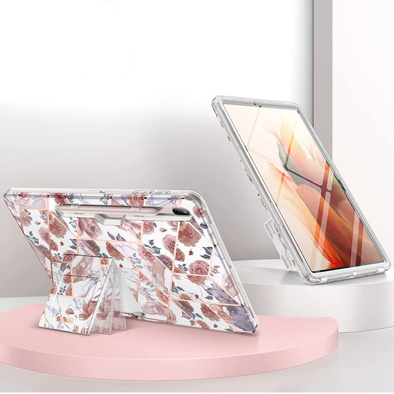 Θήκη για Samsung Galaxy Tab S7 FE, Suritch Full Body Marble, ροζ