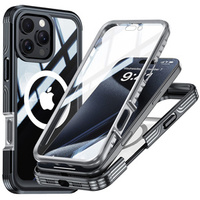 Θήκη για iPhone 16 Pro Max, Shockproof, με γυαλί, για MagSafe, μαύρη