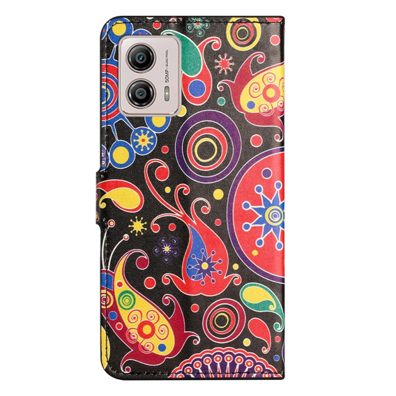 Θήκη με πτερύγιο για Motorola Moto G53 5G / G23 / G13, Wallet, colorful jellyfish, μαύρη