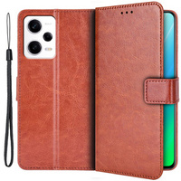 Θήκη με πτερύγιο για Xiaomi Redmi Note 12 5G / POCO X5 5G, Crazy Horse Wallet, καφέ