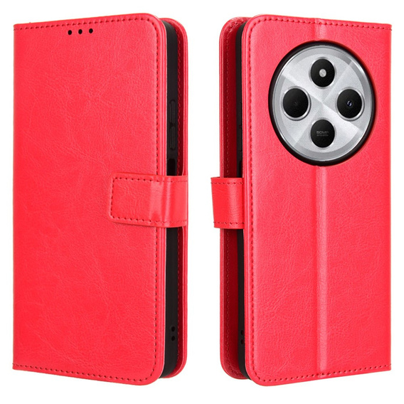 Θήκη με πτερύγιο για Xiaomi Redmi 14C / Xiaomi Poco C75, Crazy Horse Wallet, κόκκινη