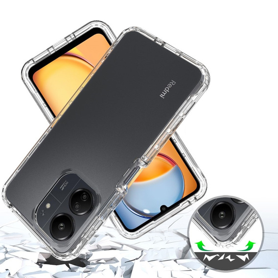 Θήκη για Xiaomi Redmi 13C, Shockproof, με μεμβράνη, διαφανής