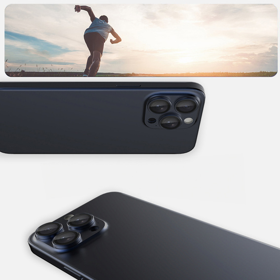 2x ERBORD OPTIK Pro μετριασμένο γυαλί για κάμερα iPhone 16 Pro/16 Pro Max / 15 Pro/15 Pro Max/14 Pro/14 Pro Max, μπλε τιτανίου