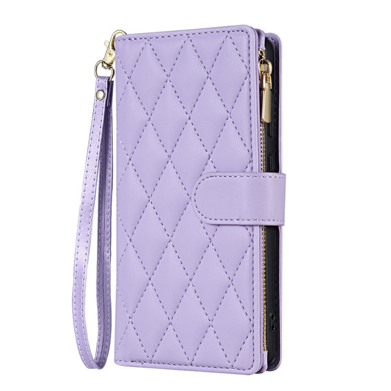 θήκη πτερύγιο για Samsung Galaxy S25 Edge, Rhombus Crossbody Leather, μωβ