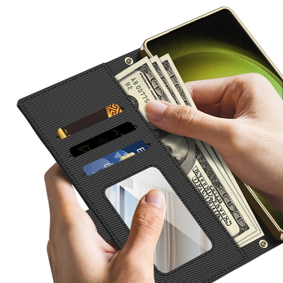 Αναδιπλούμενη θήκη για Samsung Galaxy S23 Ultra, GKK Mirror Wallet, μαύρη