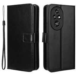 Θήκη με πτερύγιο για Honor 200 Pro 5G, Crazy Horse Wallet, μαύρη